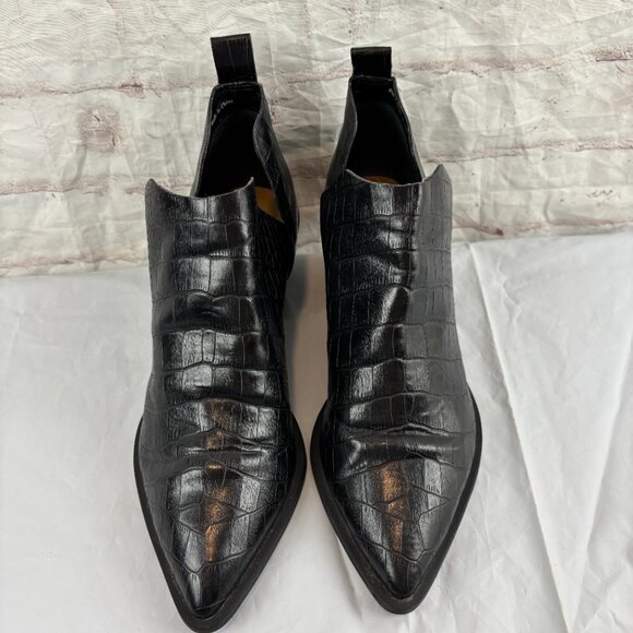 Dolce Vita Women's 7 Black Slide-on Moc Croc Heel Ankle Booties - Picture 6 of 9